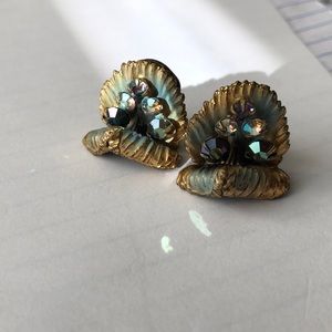 COPY - Vintage Triad clip on earrings aura borealis stones